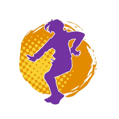 Hareketli bir kadın dansçının silueti. Dans eden zayıf bir kadının silueti..