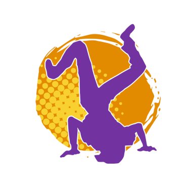 Poz veren bir erkek dansçının silueti. Dans eden bir adamın silueti.