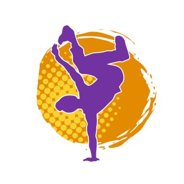 Poz veren bir erkek dansçının silueti. Dans eden bir adamın silueti.