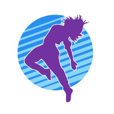 Hareketli bir kadın dansçının silueti. Dans eden zayıf bir kadının silueti..