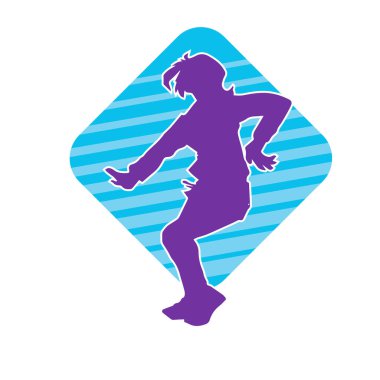 Hareketli bir kadın dansçının silueti. Dans eden zayıf bir kadının silueti..