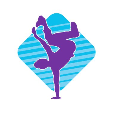 Poz veren bir erkek dansçının silueti. Dans eden bir adamın silueti.