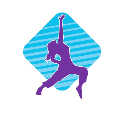 Hareketli bir kadın dansçının silueti. Dans eden zayıf bir kadının silueti..