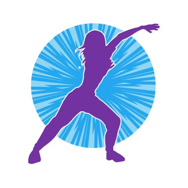 Hareketli bir kadın dansçının silueti. Dans eden zayıf bir kadının silueti..