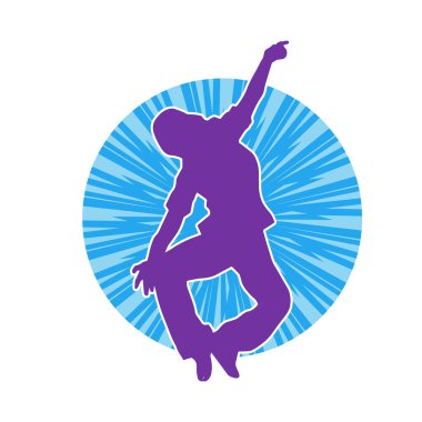 Hareketli bir kadın dansçının silueti. Dans eden zayıf bir kadının silueti..