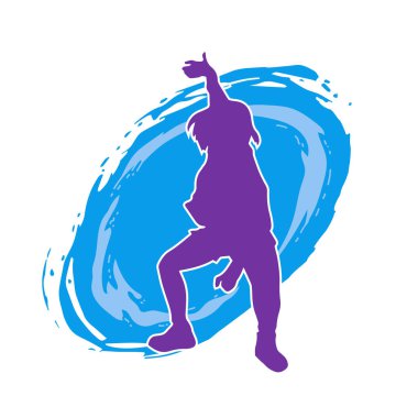 Hareketli bir kadın dansçının silueti. Dans eden zayıf bir kadının silueti..