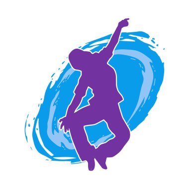 Hareketli bir kadın dansçının silueti. Dans eden zayıf bir kadının silueti..