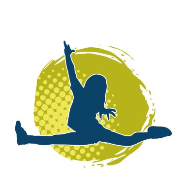 Hareketli bir kadın dansçının silueti. Dans eden zayıf bir kadının silueti..