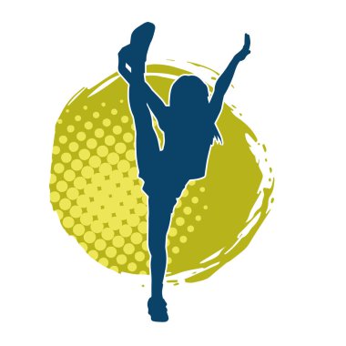 Hareketli bir kadın dansçının silueti. Dans eden zayıf bir kadının silueti..