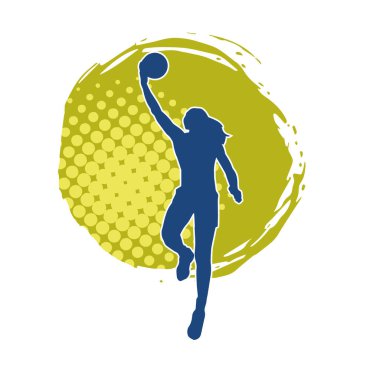 Basket oyuncusunun silueti hareket halinde. Kadın bir basket atleti silueti..