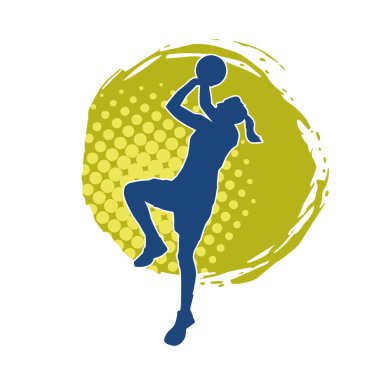 Basket oyuncusunun silueti hareket halinde. Kadın bir basket atleti silueti..