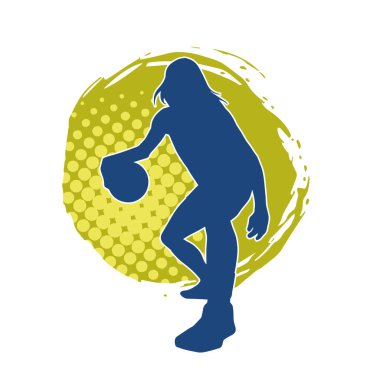 Basket oyuncusunun silueti hareket halinde. Kadın bir basket atleti silueti..
