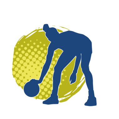 Basket oyuncusunun silueti hareket halinde. Kadın bir basket atleti silueti..