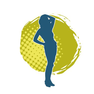 Kovboy kostümü giymiş bir kadın modelin silueti. Poz vermiş bir kovboy kızın silueti..