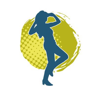 Kovboy kostümü giymiş bir kadın modelin silueti. Poz vermiş bir kovboy kızın silueti..