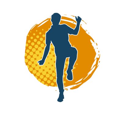 Hareket halindeki bir erkek dansçının silueti. Dans eden zayıf bir adamın silueti..