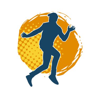 Hareket halindeki bir erkek dansçının silueti. Dans eden zayıf bir adamın silueti..