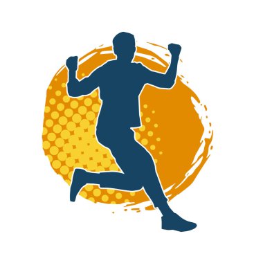 Hareket halindeki bir erkek dansçının silueti. Dans eden zayıf bir adamın silueti..