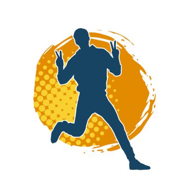 Hareket halindeki bir erkek dansçının silueti. Dans eden zayıf bir adamın silueti..