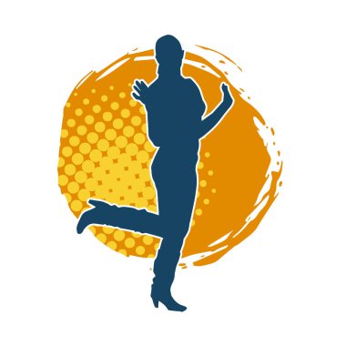 Hareketli bir kadın dansçının silueti. Dans eden zayıf bir kadının silueti..