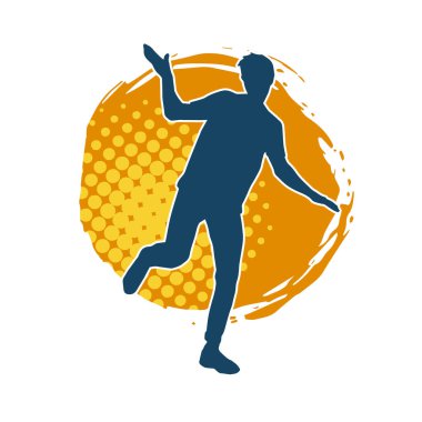 Hareket halindeki bir erkek dansçının silueti. Dans eden zayıf bir adamın silueti..