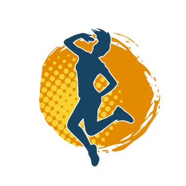 Hareketli bir kadın dansçının silueti. Dans eden zayıf bir kadının silueti..