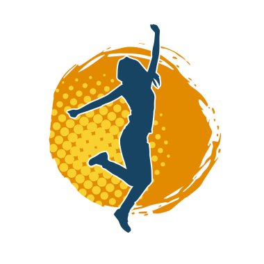 Hareketli bir kadın dansçının silueti. Dans eden zayıf bir kadının silueti..