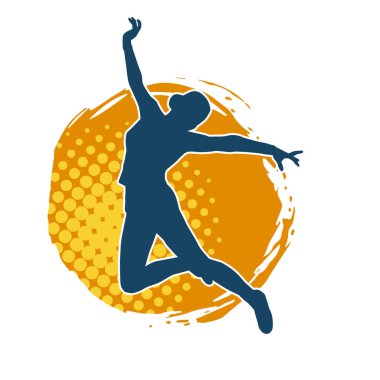 Hareketli bir kadın dansçının silueti. Dans eden zayıf bir kadının silueti..