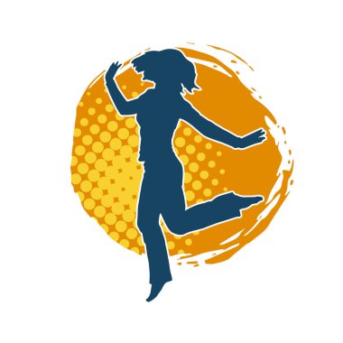 Hareketli bir kadın dansçının silueti. Dans eden zayıf bir kadının silueti..