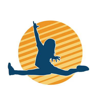 Hareketli bir kadın dansçının silueti. Dans eden zayıf bir kadının silueti..