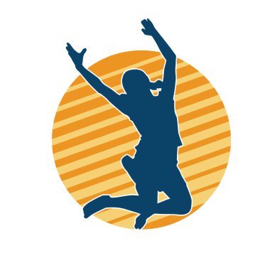 Neşeli, ince, mutlu bir kadının silueti..