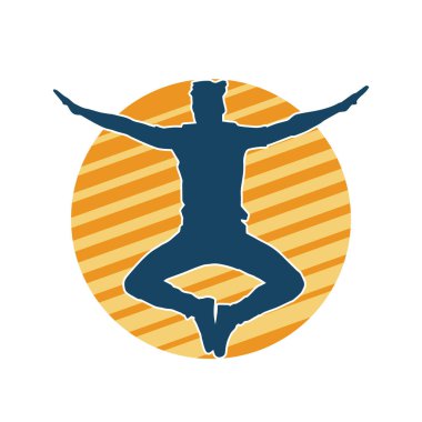 Hareket halindeki bir erkek dansçının silueti. Dans eden zayıf bir adamın silueti..