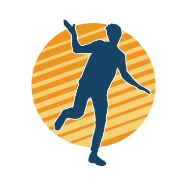 Hareket halindeki bir erkek dansçının silueti. Dans eden zayıf bir adamın silueti..