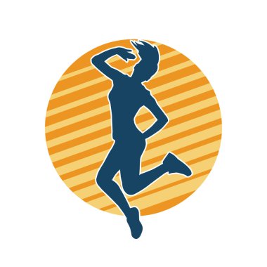 Hareketli bir kadın dansçının silueti. Dans eden zayıf bir kadının silueti..