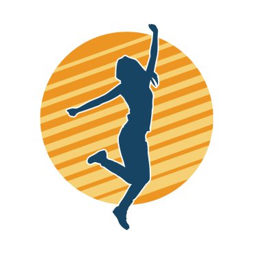 Hareketli bir kadın dansçının silueti. Dans eden zayıf bir kadının silueti..