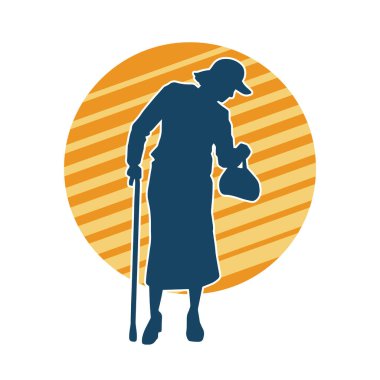 Poz vermiş yaşlı bir kadının silueti. Poz vermiş yaşlı bir kadının silueti..