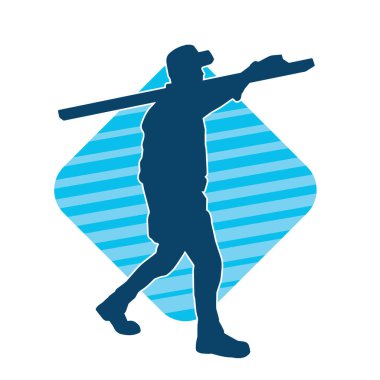 Tahta taşıyan bir erkek işçinin silueti.