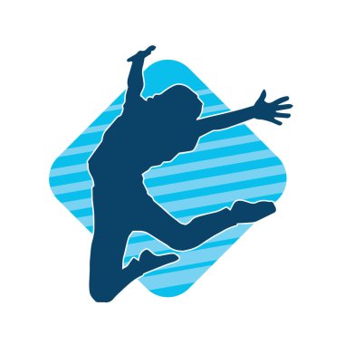 Neşeli, ince, mutlu bir kadının silueti..