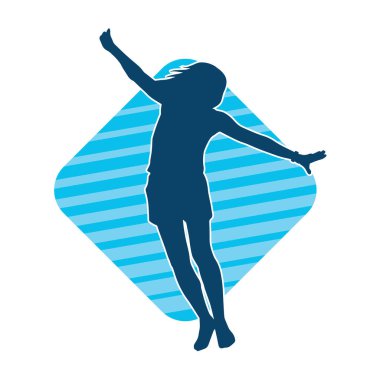 Neşeli, ince, mutlu bir kadının silueti..