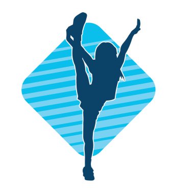 Hareketli bir kadın dansçının silueti. Dans eden zayıf bir kadının silueti..