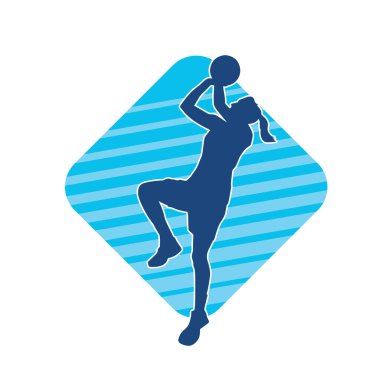 Basket oyuncusunun silueti hareket halinde. Kadın bir basket atleti silueti..