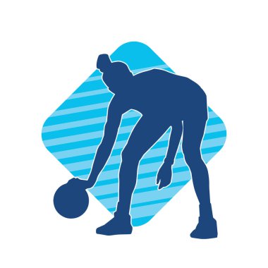 Basket oyuncusunun silueti hareket halinde. Kadın bir basket atleti silueti..