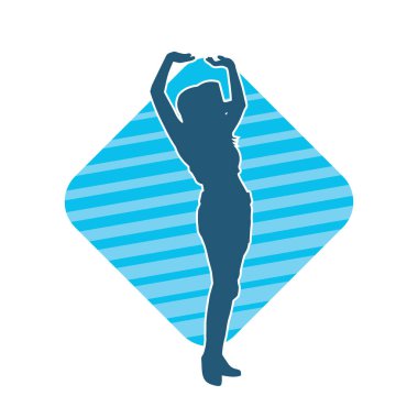 Kovboy kostümü giymiş bir kadın modelin silueti. Poz vermiş bir kovboy kızın silueti..