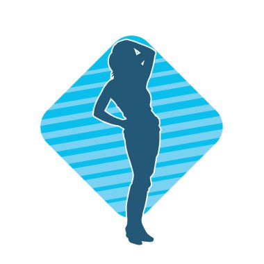 Kovboy kostümü giymiş bir kadın modelin silueti. Poz vermiş bir kovboy kızın silueti..