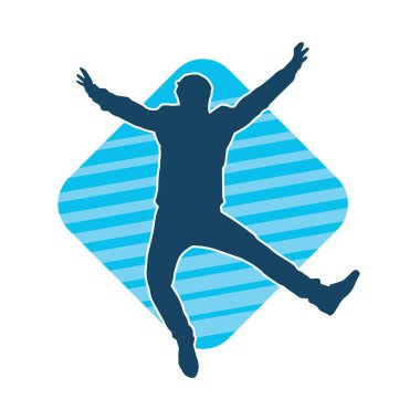 Hareket halindeki bir erkek dansçının silueti. Dans eden zayıf bir adamın silueti..