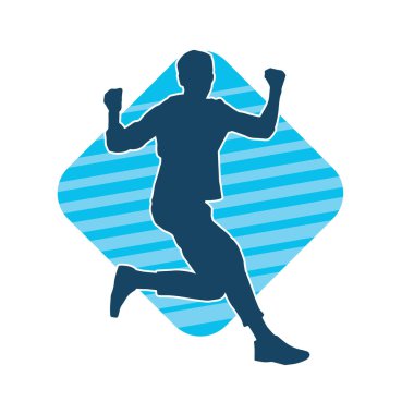 Hareket halindeki bir erkek dansçının silueti. Dans eden zayıf bir adamın silueti..