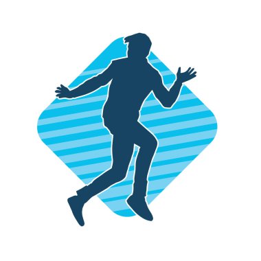 Hareket halindeki bir erkek dansçının silueti. Dans eden zayıf bir adamın silueti..