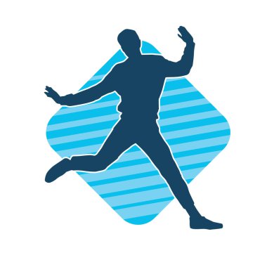 Hareket halindeki bir erkek dansçının silueti. Dans eden zayıf bir adamın silueti..