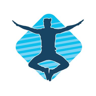 Hareket halindeki bir erkek dansçının silueti. Dans eden zayıf bir adamın silueti..