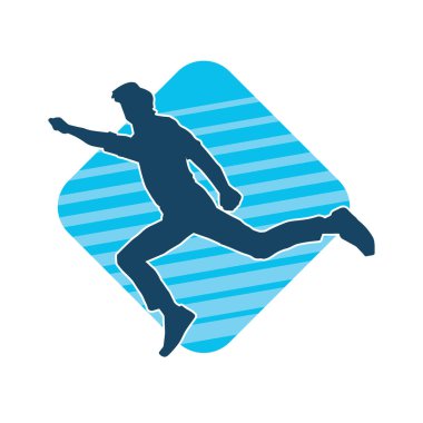 Hareket halindeki bir erkek dansçının silueti. Dans eden zayıf bir adamın silueti..